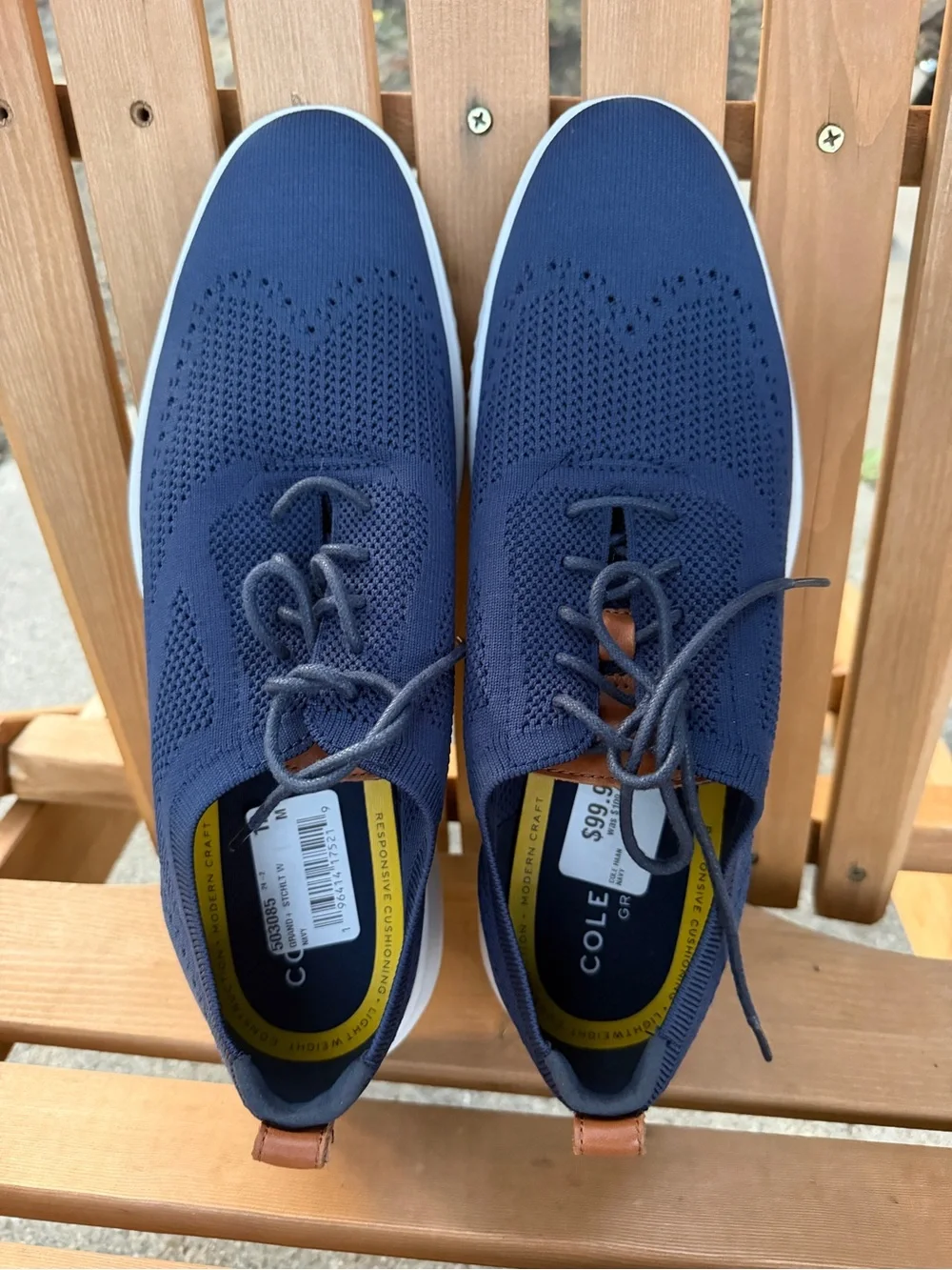 Cole Haan OriginalGrand Stitchlite Wingtip Oxford Navy Blue Lace Mens 12M